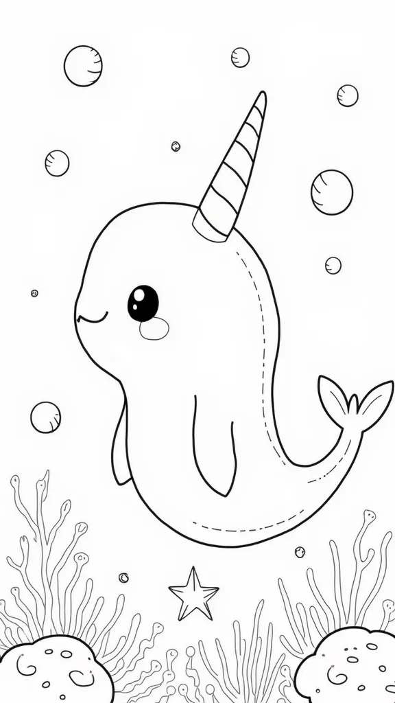 narwal coloring page